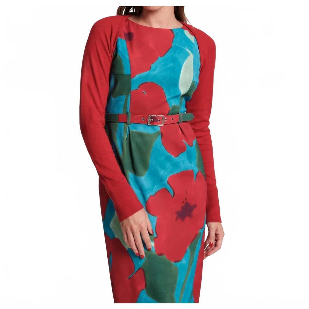 NEW FRANCES VALENTINE emmie long sleeve shrug in red
